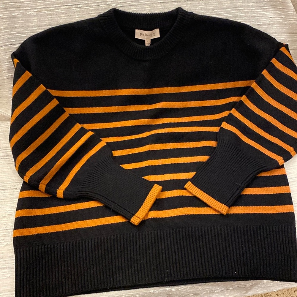 Philosophy black and orange sweater- PERFECT FOR HALLOWEEN!!!